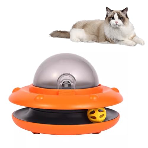 JACKANNA Indoor-Katzen-Snack-Puzzle-Futterautomat, langsamer Futterspender, Katzensnack-Spielzeug mit Rollenkugel für Bewegung und gegen Langeweile (Orange) von JACKANNA