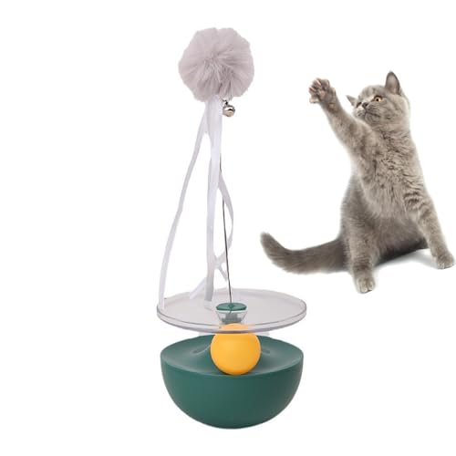 JACKANNA Interaktiver Katzen Zauberstab mit Feder Ball Spielzeug für Hauskatzen, Innenbereich, Rutschfester Griff(Katzenspielzeug, Teaser für Katzen (Grün) von JACKANNA