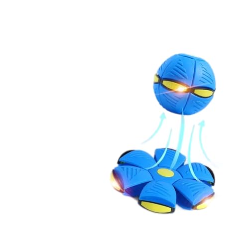 JACKANNA Interaktives Hundespielzeug – Fliegende Untertasse & Springball mit LED-Licht, kaufsicher Frisbee für Hundetraining, Wurf- und Fangspiel (selbstleuchtend) (Blau) von JACKANNA