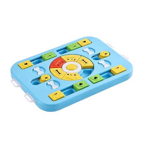 JACKANNA Interaktives Intelligenzspielzeug für Hunde & Katzen - Puzzle Feeder mit Fummelbrett, IQ-Training & Gehirnstimulation, Anti-Schlingfunktion für alle Altersgruppen (Blaue Quadrate) von JACKANNA