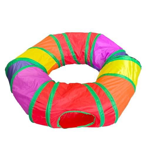 JACKANNA Interaktives KatzenspielzeugSmartes KatzenspielzeugZusammenklappbarer Katzentunnel mit SpielballZusammenklappbarer Regenbogentunnel mit Katzentunnel (Kreisförmige Kanalkombinationen) von JACKANNA