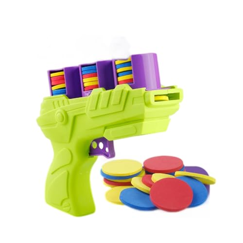 JACKANNA Katzen Spielzeug Interaktiv – Selbstspielende Wurfspielzeug-Pistole mit Flugscheibe & Federstab – Leise Polyester-Angel mit Springbällen – Trainingsspielzeug für Aktive Katzen (Grün) von JACKANNA