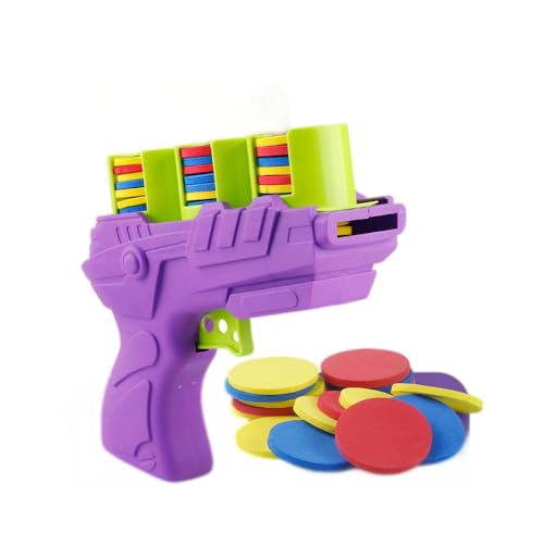 JACKANNA Katzen Spielzeug Interaktiv – Selbstspielende Wurfspielzeug-Pistole mit Flugscheibe & Federstab – Leise Polyester-Angel mit Springbällen – Trainingsspielzeug für Aktive Katzen (Lila) von JACKANNA