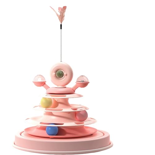JACKANNA Katzenspielzeug selbst hohe Langeweile Katze Karussell Teaser Katze Götter Kätzchen Teaser Ball Teaser Katze Stick Katze Spielzeug liefert (Orange-Rosa) von JACKANNA