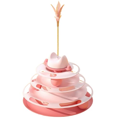 JACKANNA Katzenspielzeug selbst hohe Langeweile Katze Karussell Teaser Katze Götter Kätzchen Teaser Ball Teaser Katze Stick Katze Spielzeug liefert (Rosa) von JACKANNA