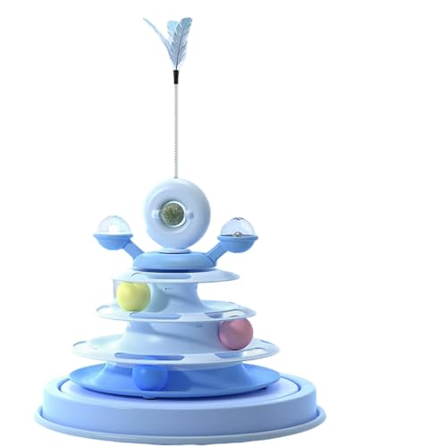 JACKANNA Katzenspielzeug selbst hohe Langeweile Katze Karussell Teaser Katze Götter Kätzchen Teaser Ball Teaser Katze Stick Katze Spielzeug liefert (Tiefseeblau) von JACKANNA
