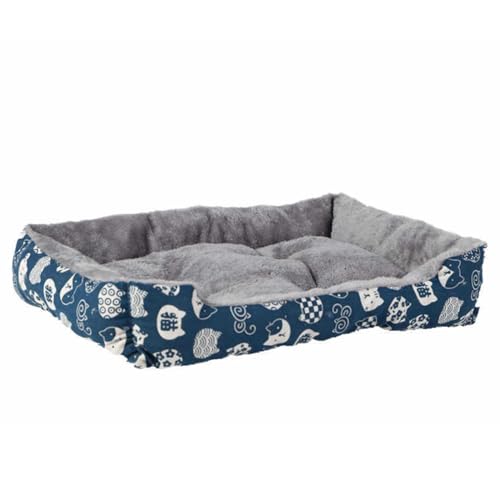 JACKANNA Kleiner Hund Katze Hundebett, waschbar Haustier Bett, bequem und warm Rechteck Haustier Sofa Bett, stilvoll und niedlich gedruckt Design, weich und beruhigend Hund Kennel (Hellblaugrau) von JACKANNA