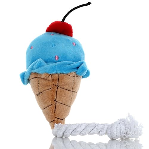 JACKANNA Kuscheliges Plüsch-Hundespielzeug – Niedliches Eiscreme Design als Beruhigungsspielzeug für Hunde & Katzen, Weiches Streicheltier gegen Angst & Langeweile (Blaue Eiscreme) von JACKANNA