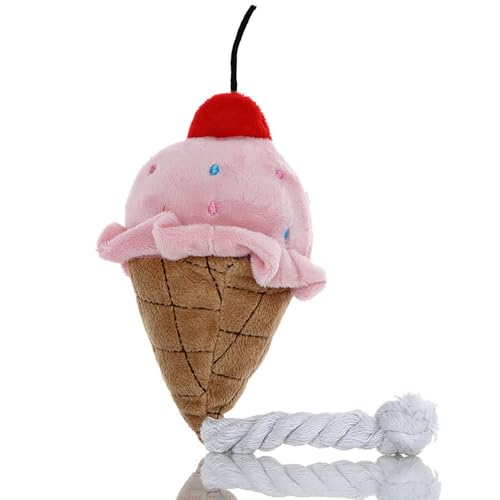 JACKANNA Kuscheliges Plüsch-Hundespielzeug – Niedliches Eiscreme Design als Beruhigungsspielzeug für Hunde & Katzen, Weiches Streicheltier gegen Angst & Langeweile (Rosa Eiscreme) von JACKANNA