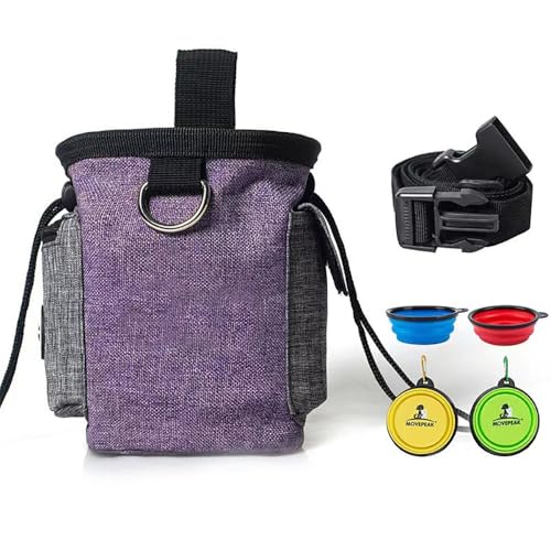 JACKANNA Magnetische Snap Haustier Snack Tasche große Kapazität Haustier Hund Ausbildung Tasche tragbare Haustier Ausflug Tasche Hund zu Fuß Tasche (Satz （Lila）) von JACKANNA