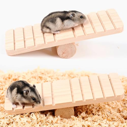 JACKANNA Natürliche Holz-Wippe für Hamster & Kleintiere - Balance-Spielzeug mit Kauffunktion für Käfige, ideal für Hamster, Mäuse, Chinchillas und Ratten von JACKANNA