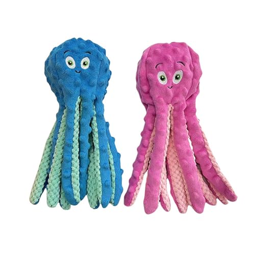 JACKANNA Octopus Hund und Katze Kauspielzeug, Plüsch Nicht-gefüllten Hund Vocal Toy, Octopus dauerhafte interaktive Haustier Spielzeug, geeignet für kleine und mittlere Hunde (Blau) von JACKANNA
