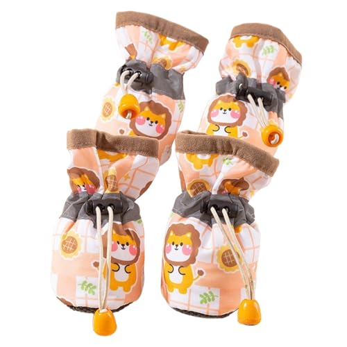 JACKANNA Pfotenschutz Hundeschuhe, Anti-Rutsch-Sohle Winterhundestiefel mit reflektierendem Riemen Hundeschneestiefel für kleine und mittlere Hunde (Sonnenblume Löwe（Vier Jahreszeiten）, 2XL) von JACKANNA