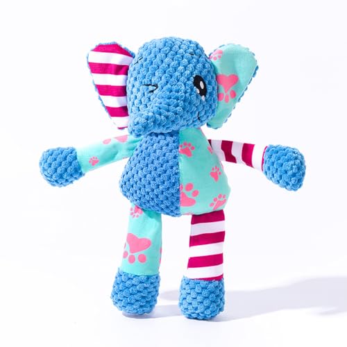 JACKANNA Plüsch-Hundespielzeug mit Quietschfunktion – Unzerstörbares Kauspielzeug für kleine & große Hunde waschbar, interaktiv (Elefant-Design) von JACKANNA