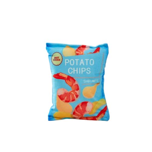 JACKANNA Quietsch Hundespielzeug - Plüschige Chipstüte mit Knisterpapier, selbstbelustigendes Kauspielzeug für kleine/mittlere/große Hunde (100% sicher) (Blau) von JACKANNA