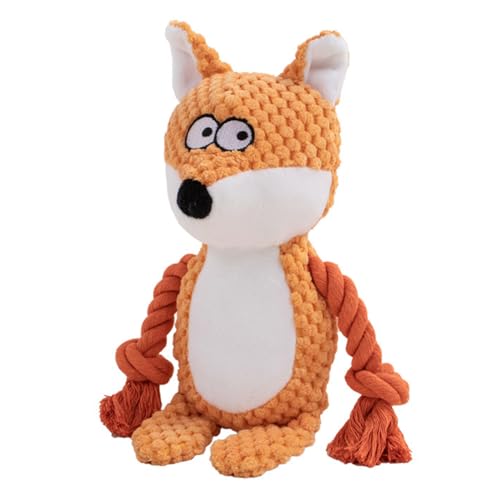 JACKANNA Quietschendes Plüschspielzeug für HundeKnotenspielzeug für Haustiere Kauspielzeug für Haustiere Spielzeug in Form von Cartoon-Tieren (Fuchs) von JACKANNA