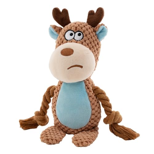 JACKANNA Quietschendes Plüschspielzeug für HundeKnotenspielzeug für Haustiere Kauspielzeug für Haustiere Spielzeug in Form von Cartoon-Tieren (Hirsche) von JACKANNA