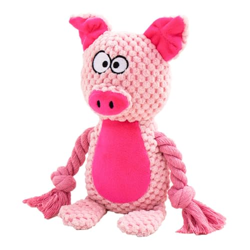JACKANNA Quietschendes Plüschspielzeug für HundeKnotenspielzeug für Haustiere Kauspielzeug für Haustiere Spielzeug in Form von Cartoon-Tieren (Schwein) von JACKANNA