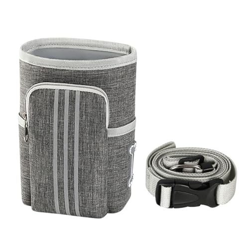 JACKANNA Snap Haustier Snack Taschen große Kapazität Haustier Hundetraining Taschen Portable Haustier Outing Taschen Hund Walking Taschen mit Leine (Earl Grey) von JACKANNA