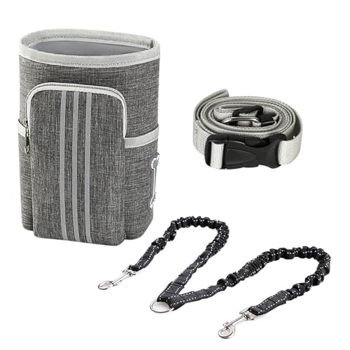JACKANNA Snap Haustier Snack Taschen große Kapazität Haustier Hundetraining Taschen Portable Haustier Outing Taschen Hund Walking Taschen mit Leine (Earl Grey Tasche + Leine) von JACKANNA