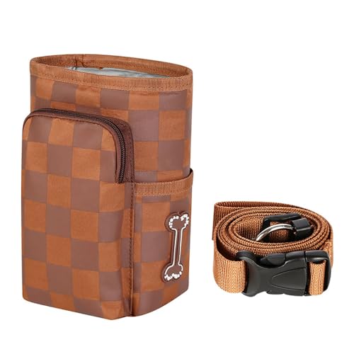 JACKANNA Snap Haustier Snack Taschen große Kapazität Haustier Hundetraining Taschen Portable Haustier Outing Taschen Hund Walking Taschen mit Leine (Silk Mist Braun) von JACKANNA