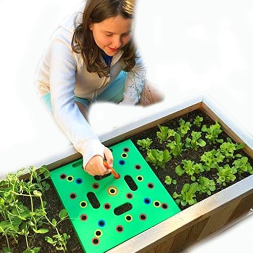 JACKANNA Square Foot Gardening-Vorlage mit Seed Spreader & farbcodiertem Abstandshalter - Inkl. Samenlöffel und Pflanzanleitung für präzise Aussaat im Garten - Ideal für Gemüse und Kräuter von JACKANNA