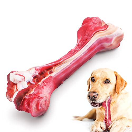 JACKANNA Tierknochen Spielzeug Hund Biss Simulation Gummi interaktive Zahnen Gummi Knochen Spielzeug mittlere und große Tier Spielzeug (rötliches Weiß) von JACKANNA