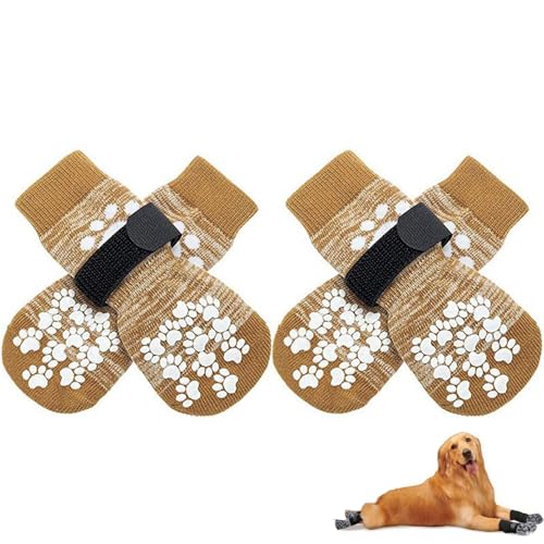 JACKANNA beidseitige rutschfeste Hundesocken - weicher und atmungsaktiver Hundeschuhe Schuhe Outdoor für Antirutschsocken Hund mit verstellbaren Riemen, Krallenschutz für Hunde Schuhe Sommer (2, l) von JACKANNA