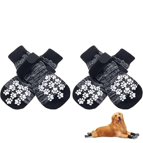 JACKANNA beidseitige rutschfeste Hundesocken - weicher und atmungsaktiver Hundeschuhe Schuhe Outdoor für Antirutschsocken Hund mit verstellbaren Riemen, Krallenschutz für Hunde Schuhe Sommer (3, s) von JACKANNA