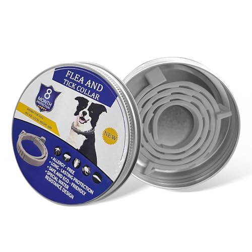 Jackanna 8X Anti-Zecken & Flohhalsband für Hunde & Katzen – 100% Naturlatex – Wasserdicht & Verstellbar – Bis zu 8 Monate Schutz – Mückenabwehr & Flohschutz (Grau, 63,5 cm) von JACKANNA