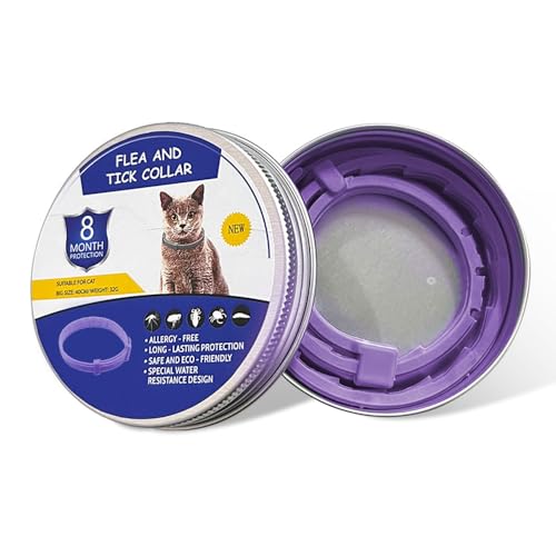 Jackanna 8X Anti-Zecken & Flohhalsband für Hunde & Katzen – 100% Naturlatex – Wasserdicht & Verstellbar – Bis zu 8 Monate Schutz – Mückenabwehr & Flohschutz (Lila, 38cm) von JACKANNA
