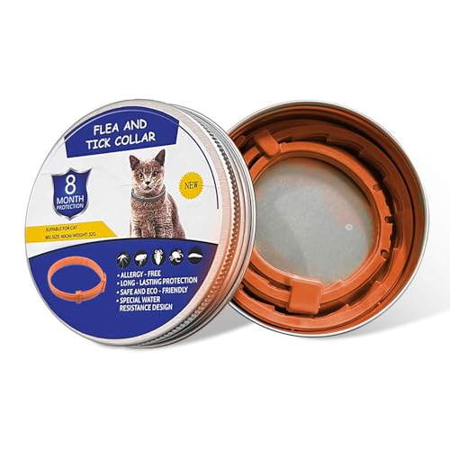 Jackanna 8X Anti-Zecken & Flohhalsband für Hunde & Katzen – 100% Naturlatex – Wasserdicht & Verstellbar – Bis zu 8 Monate Schutz – Mückenabwehr & Flohschutz (Orange, 38cm) von JACKANNA