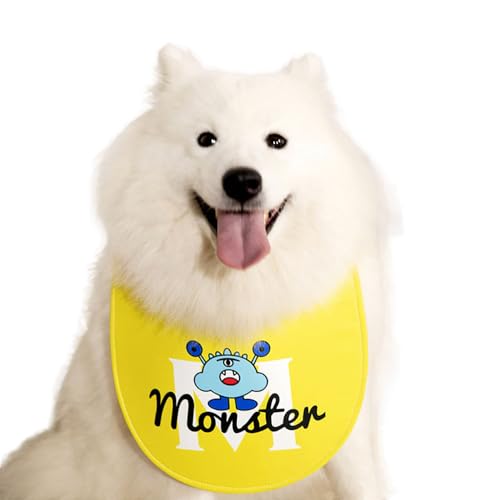 Jackanna Anti Dirty Cat Drool Towel Dog Outdoor Drool Towel Pet Supplies Pet Bibs Cotton Dog Drool Towel Cat Dog Collar (Dreiäugiges Monster Sabberhandtuch - Gelb) von JACKANNA