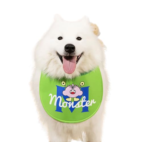 Jackanna Anti Dirty Cat Drool Towel Dog Outdoor Drool Towel Pet Supplies Pet Bibs Cotton Dog Drool Towel Cat Dog Collar (Dreiäugiges Monster Sabberhandtuch - Grün) von JACKANNA