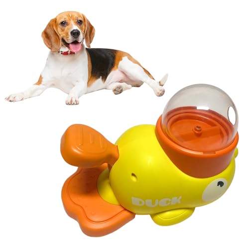 Jackanna Automatisches Hundespielzeug, interaktives Snack-Spender-Spielzeug für Haustiere, Entenform, langsamer Futterautomat (Gelb) von JACKANNA