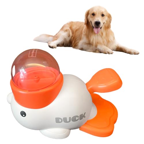 Jackanna Automatisches Hundespielzeug, interaktives Snack-Spender-Spielzeug für Haustiere, Entenform, langsamer Futterautomat (Weiß) von JACKANNA