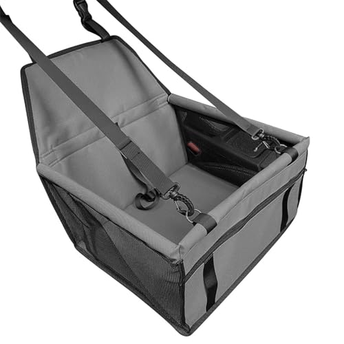 Jackanna Autositz Hundehütte, Autositz Bett für mittlere Hunde, Sitz Hundehütte mit wasserdichtem Material und atmungsaktivem Mesh-Material (Dunkelgrau, Universelle Größe) von JACKANNA