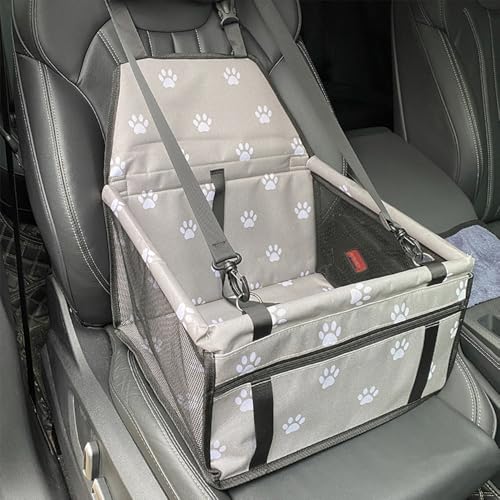 Jackanna Autositz Hundehütte, Autositz Bett für mittlere Hunde, Sitz Hundehütte mit wasserdichtem Material und atmungsaktivem Mesh-Material (Grau Druck 1, Universelle Größe) von JACKANNA