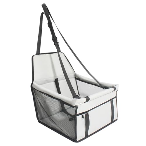 Jackanna Autositz Hundehütte, Autositz Bett für mittlere Hunde, Sitz Hundehütte mit wasserdichtem Material und atmungsaktivem Mesh-Material (Hellgrau, Universelle Größe) von JACKANNA