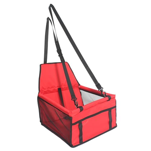 Jackanna Autositz Hundehütte, Autositz Bett für mittlere Hunde, Sitz Hundehütte mit wasserdichtem Material und atmungsaktivem Mesh-Material (Rot, Universelle Größe) von JACKANNA