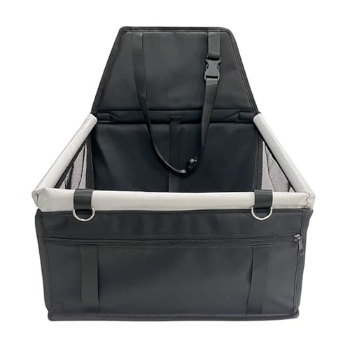 Jackanna Autositz Hundehütte, Autositz Bett für mittlere Hunde, Sitz Hundehütte mit wasserdichtem Material und atmungsaktivem Mesh-Material (Schwarz mit Grau, Universelle Größe) von JACKANNA