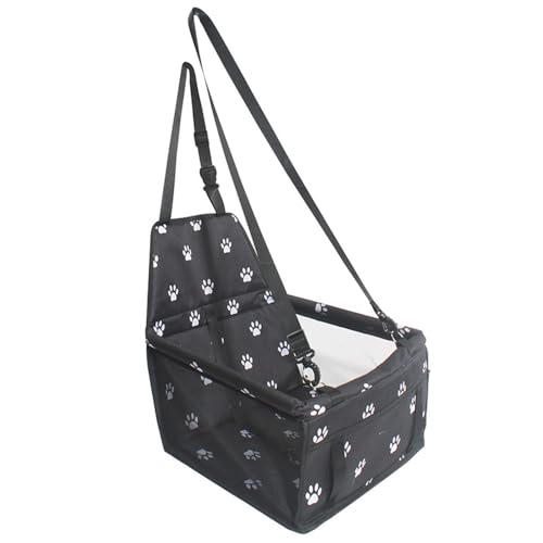 Jackanna Autositz Hundehütte, Autositz Bett für mittlere Hunde, Sitz Hundehütte mit wasserdichtem Material und atmungsaktivem Mesh-Material (Schwarzer Druck 1, Universelle Größe) von JACKANNA