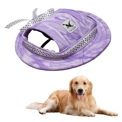 Jackanna Baseballkappe für Hunde mit Ohrlöchern Atmungsaktiver Sonnenhut für Haustiere, Sonnenhut für kleine und mittlere Hunde (Bewölkt Violett, M) von JACKANNA