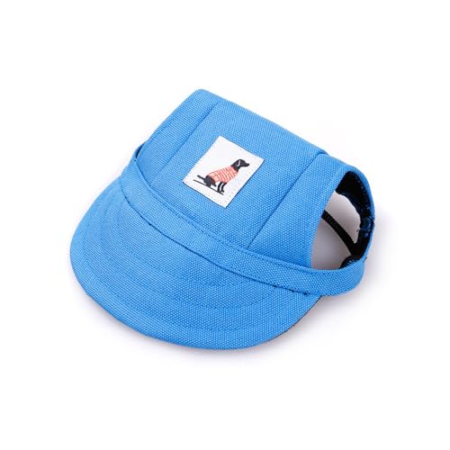 Jackanna Baseballmütze Kleiner Hundehut mit Ohrlöchern Baseball Sommer Baseballmütze Verstellbarer Hundehut für Hunde, Katzen Verstellbarer Kinnriemen (Blau (Farbe)) von JACKANNA