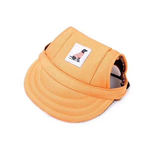 Jackanna Baseballmütze Kleiner Hundehut mit Ohrlöchern Baseball Sommer Baseballmütze Verstellbarer Hundehut für Hunde, Katzen Verstellbarer Kinnriemen (Orange) von JACKANNA