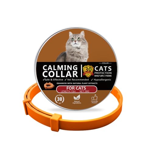 Jackanna Beruhigungshalsband für Katzen & Hunde mit Pheromonen – Einstellbar, langlebig (120 Tage), klinisch bewährt gegen Stress & Angst (38cm Orange (Katze)) von JACKANNA