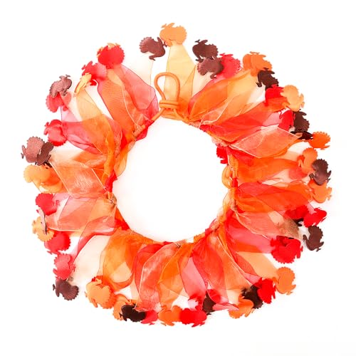 Jackanna Bunte Katzen- und Hundehalsbänder, weihnachtliche Bommel-Deko-Hundehalsbänder, weihnachtliche Hundehalsbänder, elastische, ausgefallene Festtags-Accessoires (Erntedankfest) von JACKANNA