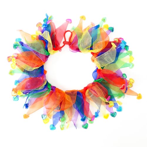 Jackanna Bunte Katzen- und Hundehalsbänder, weihnachtliche Bommel-Deko-Hundehalsbänder, weihnachtliche Hundehalsbänder, elastische, ausgefallene Festtags-Accessoires (Regenbogen) von JACKANNA