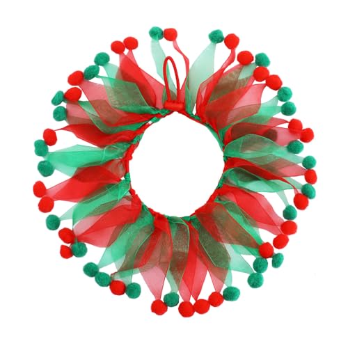 Jackanna Bunte Katzen- und Hundehalsbänder, weihnachtliche Bommel-Deko-Hundehalsbänder, weihnachtliche Hundehalsbänder, elastische, ausgefallene Festtags-Accessoires (Weihnachtstag) von JACKANNA