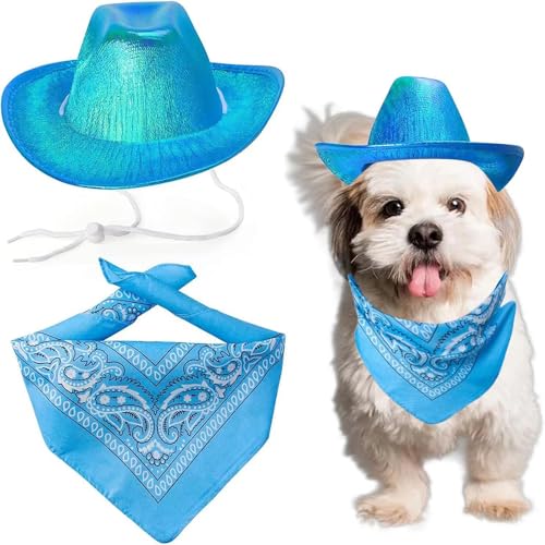 Jackanna Cowboy Haustier Hut Katze tragen Hut Welpe tragen glänzende Urlaub Hut Haustier Party Kostüm (grün) von JACKANNA